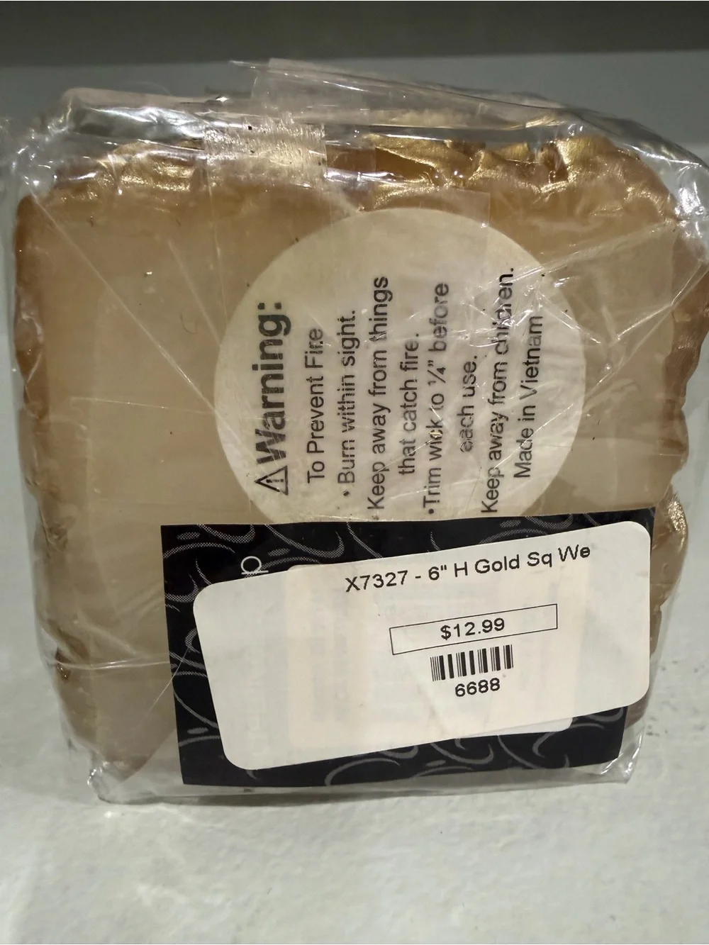 Gold Braided Candle, 3x6” - Unbranded, NWT